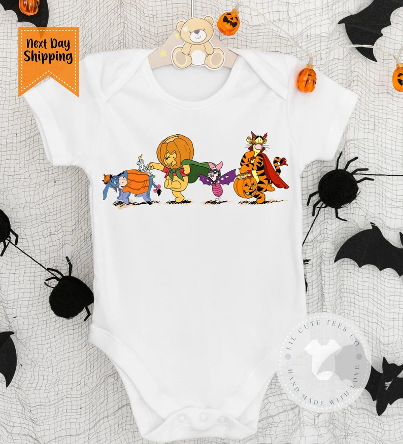 Super Cute Baby Halloween Pooh Bear and Friends Bodysuit , Halloween Baby Girl or Boy Outfit , Sh... | Etsy (US)
