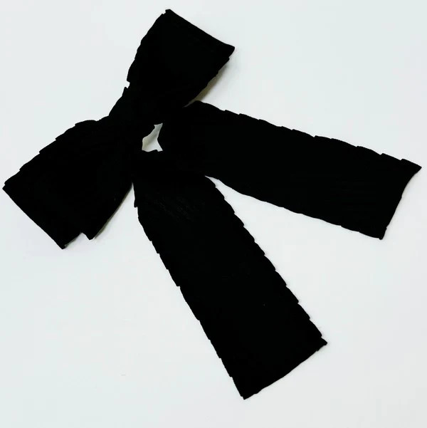 Frilled and Textured Doubled Bow Hair Clip Black / OS | Casual Chic Boutique