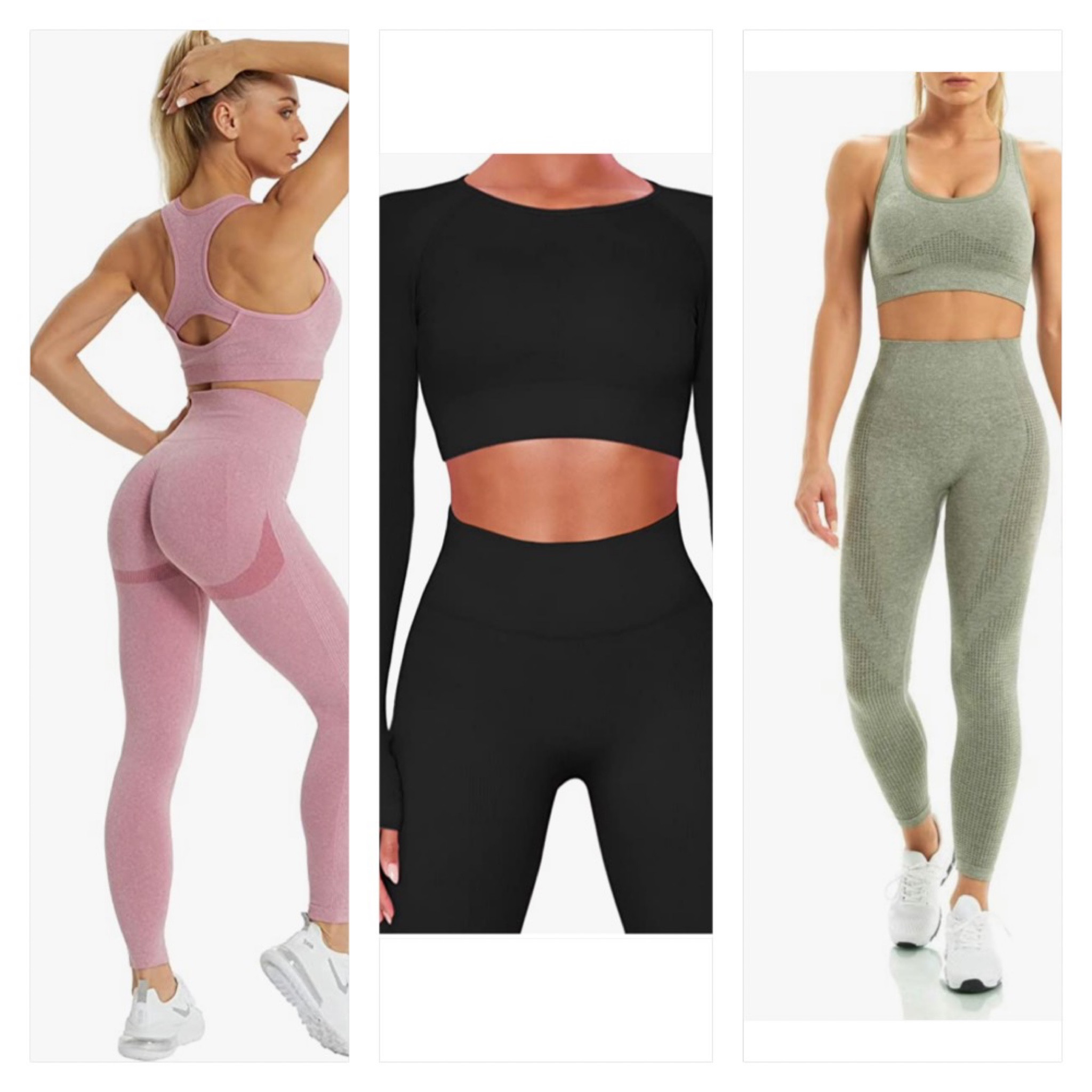 WodoWei Women 2 Piece Workout Outfits Sports Bra Seamless Leggings Yoga Gym  Activewear Set