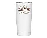 Hello Sweater Weather Travel Coffee Cup - Fall Lover Gifts for Women - Smooth Printed Design on Both | Amazon (US)
