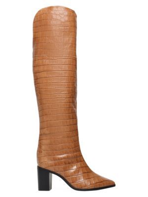 Anaisha Over-The-Knee Croc-Embossed Leather Boots | Saks Fifth Avenue