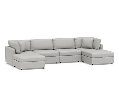 Modular Square Arm Upholstered 6-Piece U-Shaped Sectional with Storage, Polyester Wrapped Cushion... | Pottery Barn (US)