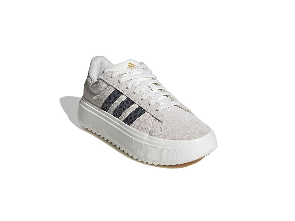 adidas Grand Court Platform Women's Shoes Off-White/Carbon/Matte Gold : 9.5 B - Medium, Rubber/Suede | Zappos
