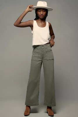 PAIGE Anessa Welt Utility Pocket High-Rise Crop Wide-Leg Jeans | Anthropologie (US)