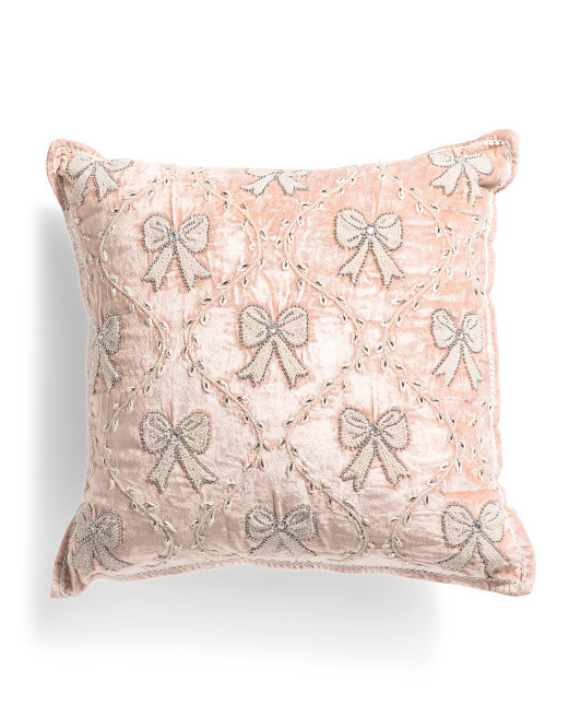 20x20 Beaded Bow Pillow | TJ Maxx