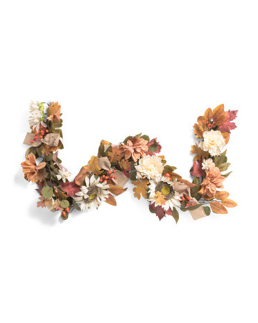 6ft Sunflower And Dahlia Garland | TJ Maxx