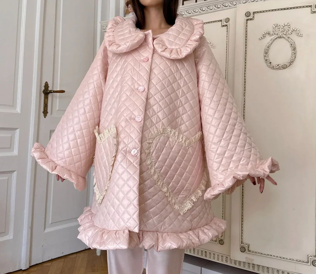 Ruffle Oversized Raincoat in Pink Dreamy Coquette Dollette - Etsy | Etsy (US)