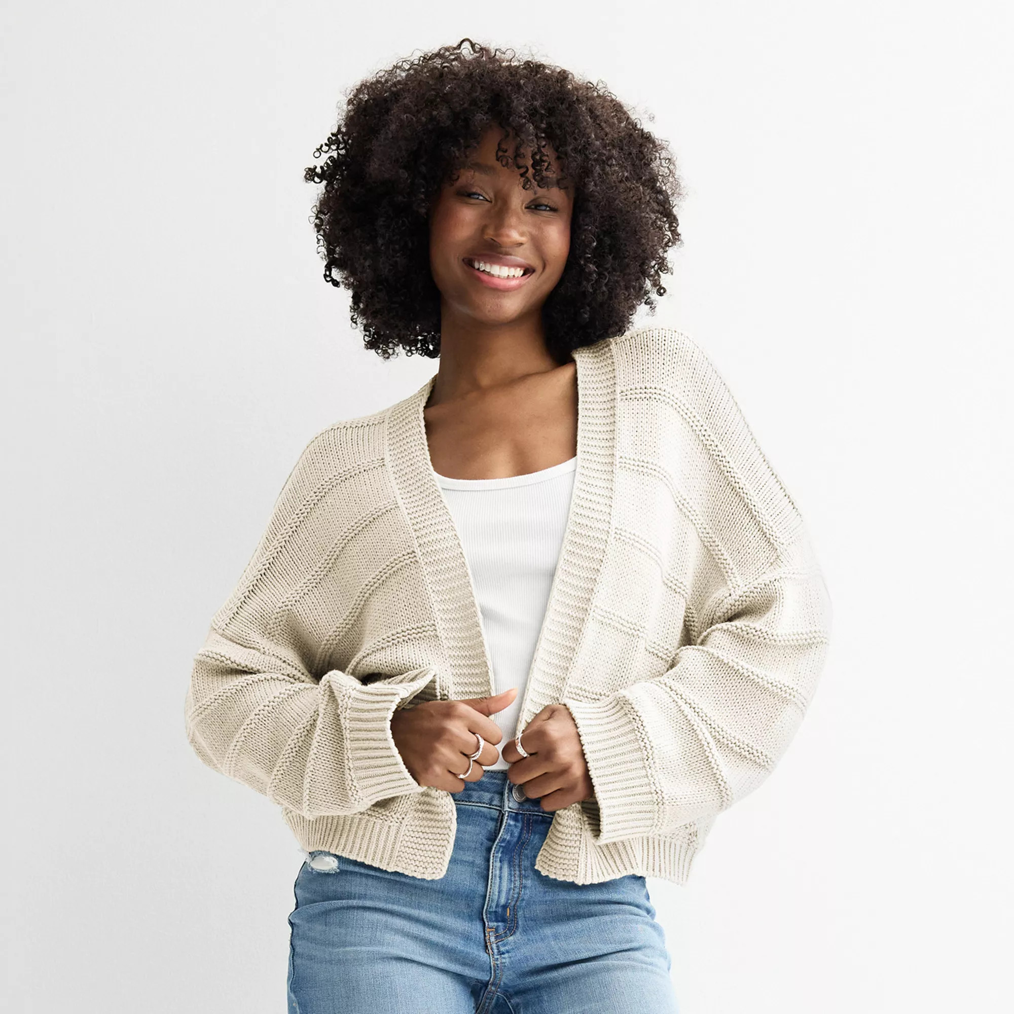 Juniors' SO® Textured Cardi Sweater | Kohl's