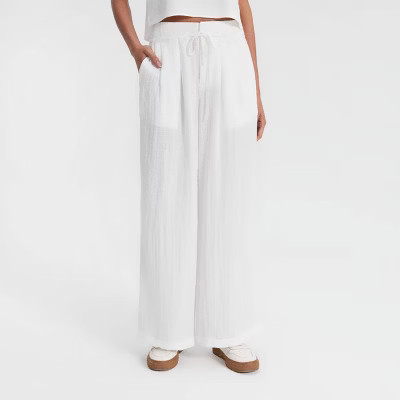 Women's Wide Leg Belted Palazzo Pants - A New Day™ White 4X | Target