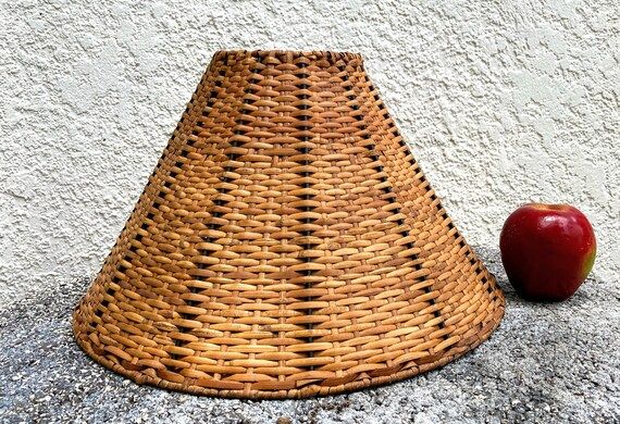 15" Wicker Bell Lampshade for Table Lamp or Pendant with Nardi Slip Uno Fitter 60s 70s Bohemian B... | Etsy (US)