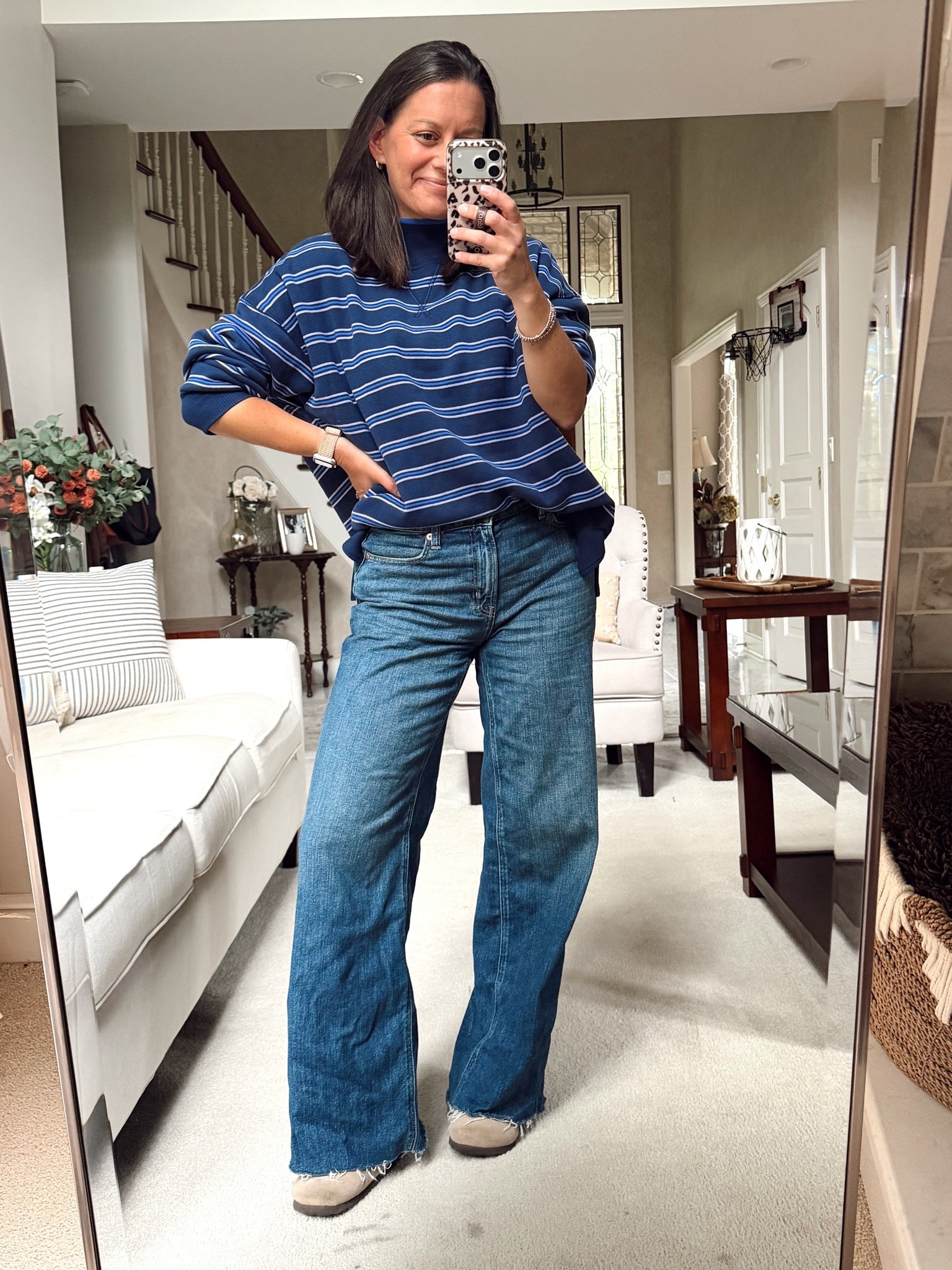 Fall outfit of the day! Sweatshirts runs big - I’m in the small. Jeans run true to size to big - I’m in the 2.

#LTKootd #LTKmomlife #LTKOver40