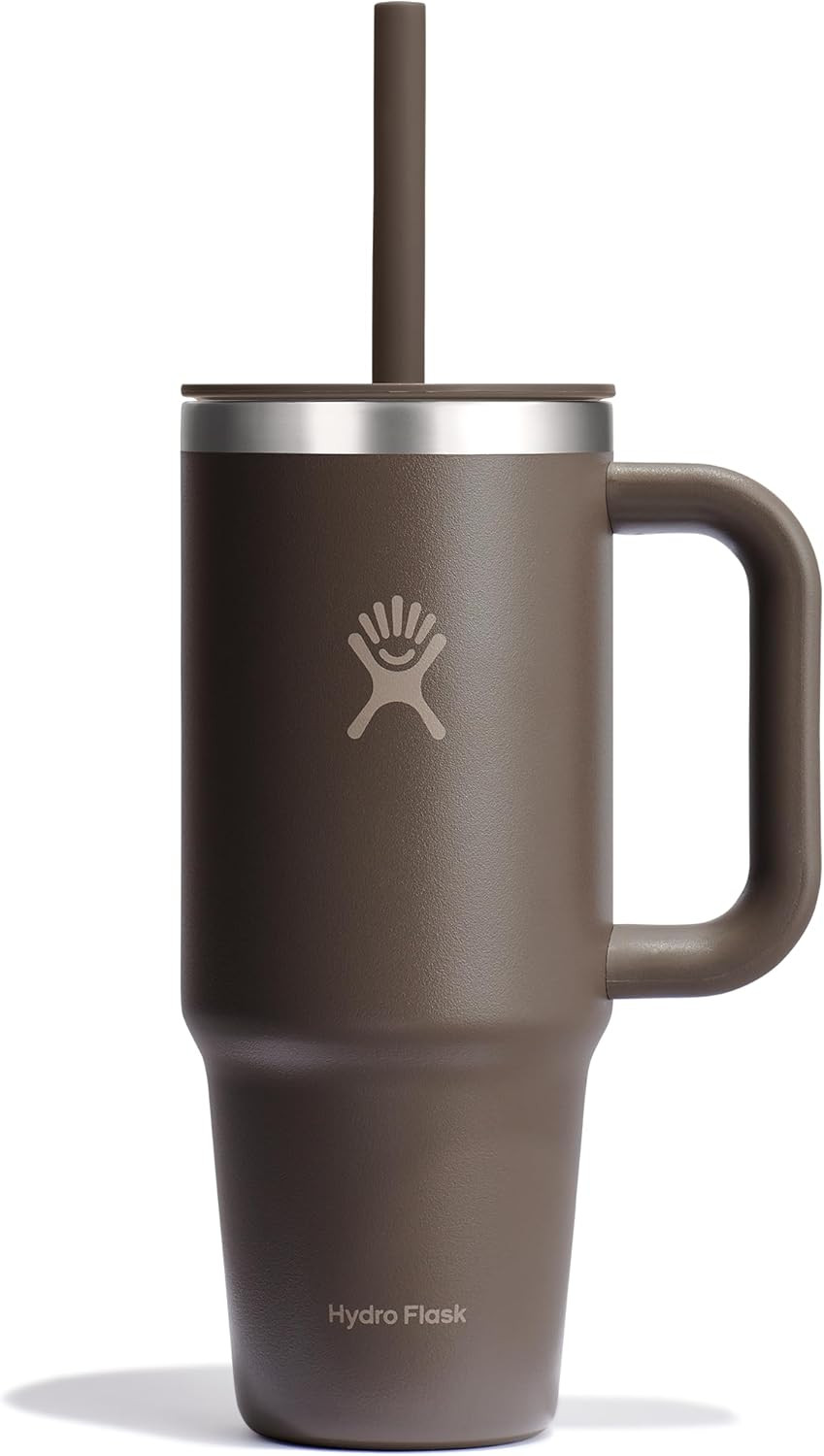Hydro Flask Travel Tumbler with Handle, Lid and Straw - Insulated Stainless Steel in 24 Oz Sandpi... | Amazon (US)