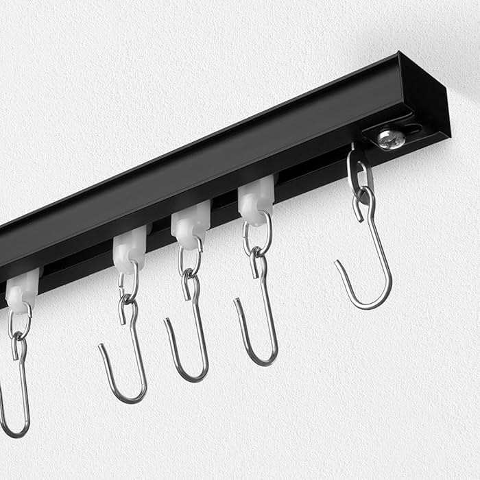 Curtain Track, Ceiling Curtain Track with Roller Hooks, Ceiling Mount Rail Set for Room Divider, ... | Amazon (US)