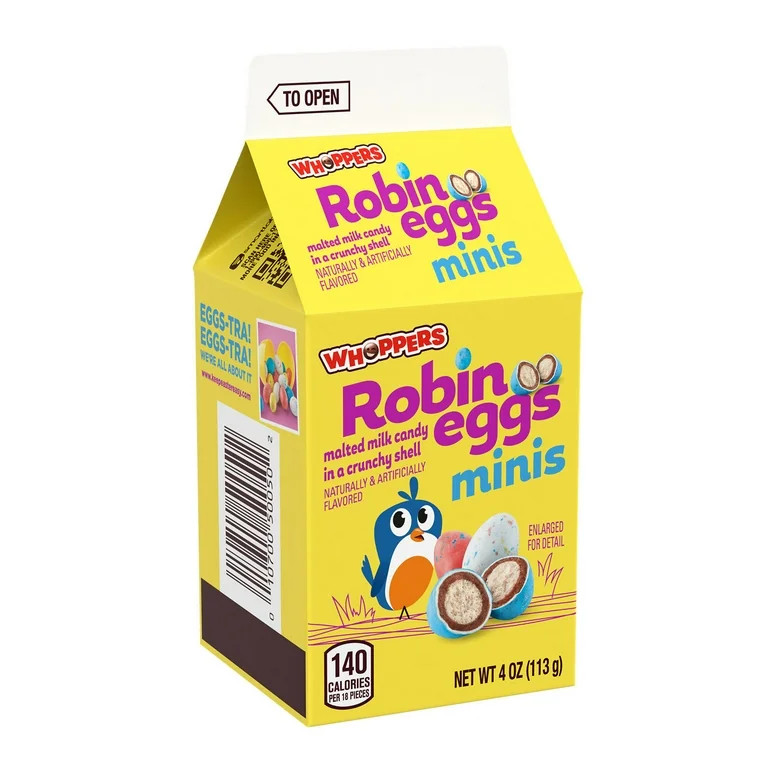 WHOPPERS Robin Eggs Minis Malted Milk Balls, Easter Candy Carton, 4 oz | Walmart (US)