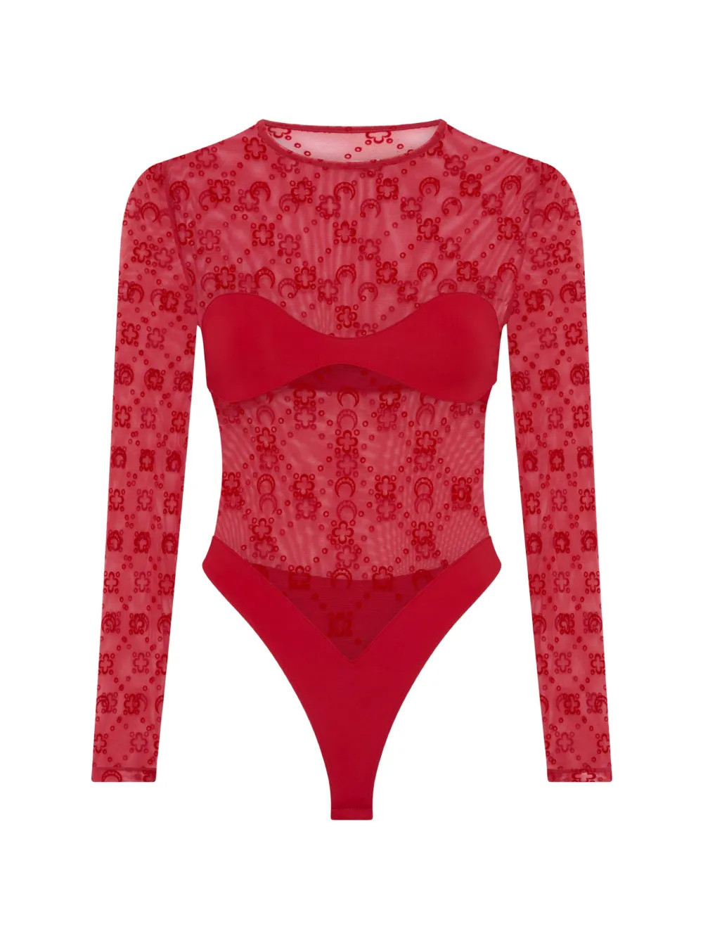 Marine Serre long-sleeve bodysuit - Red | Farfetch Global