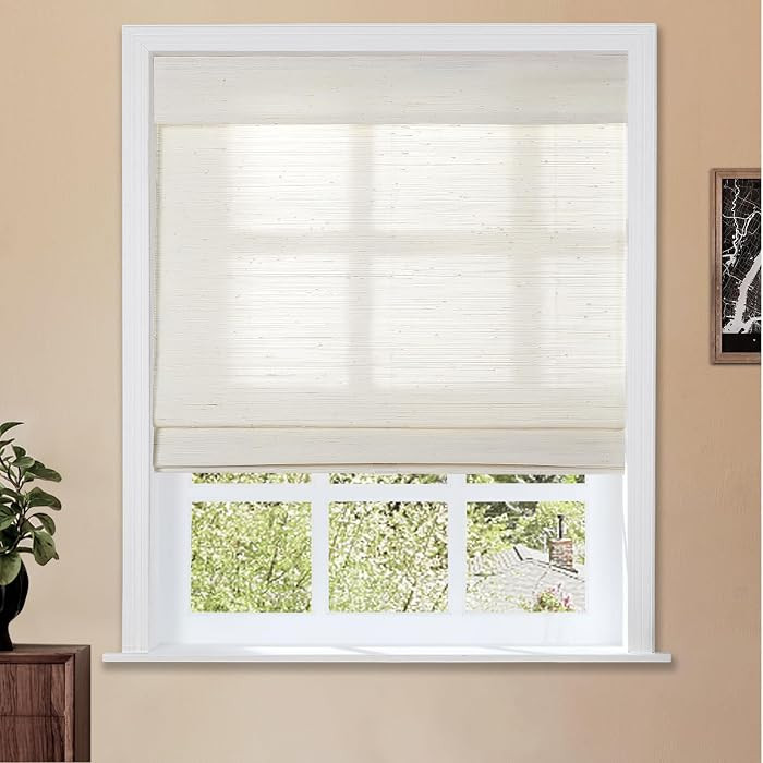 TWOPAGES Natural Cordless Roman Blind Ramie Roman Shade for Windows Customized No Drill Light Fil... | Amazon (US)