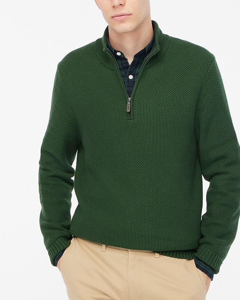 Cotton honeycomb knit half-zip | J.Crew Factory