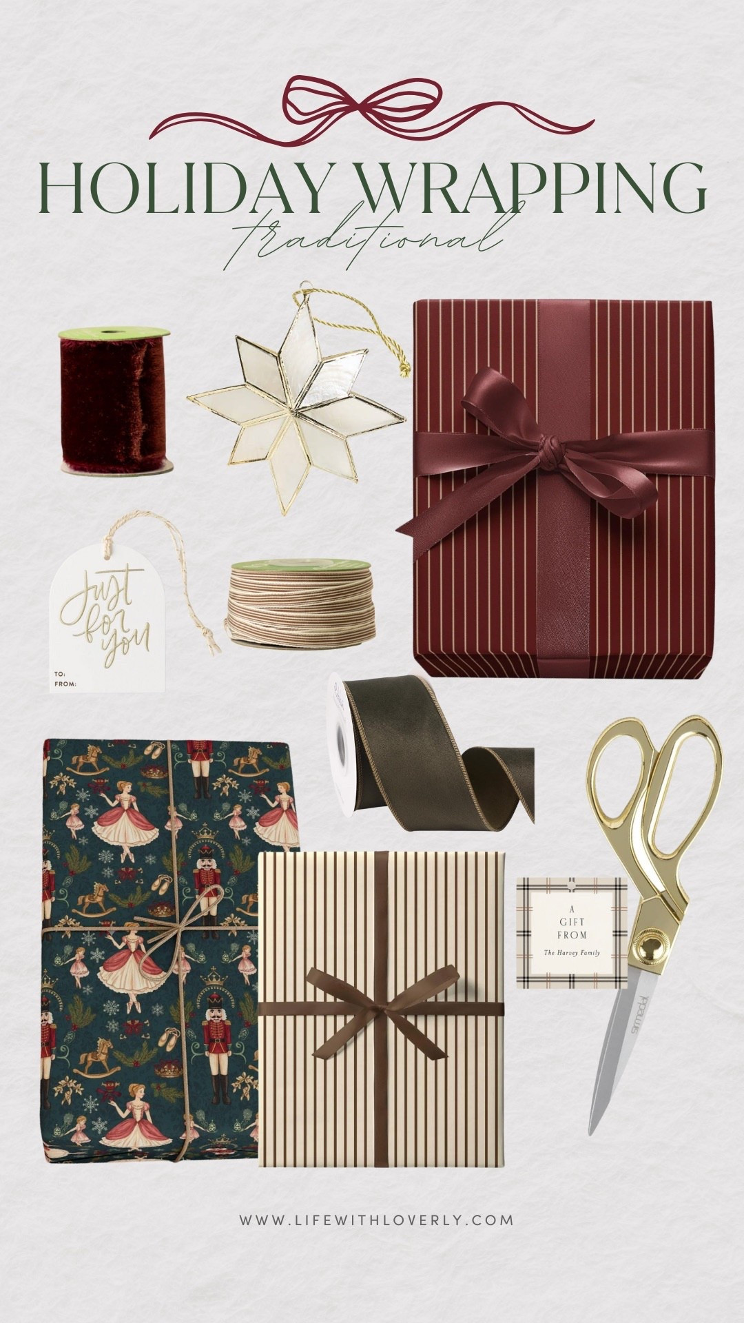 Classic Christmas wrapping supplies! Such timeless paper & ribbons to make your gifts look extra special under the tree. 

Life with Loverly, Loverly grey, gift wrapping supplies, classic Christmas aesthetic gift inspo 

#LTKFindsUnder50 #LTKGiftGuide #LTKHoliday