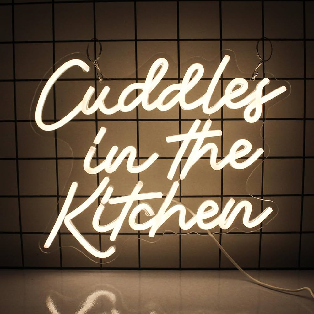 Cuddles In The Kitchen Neon Sign Warm White Restaurant Decoration Led Neon Light Kitchen Wall Wor... | Amazon (US)