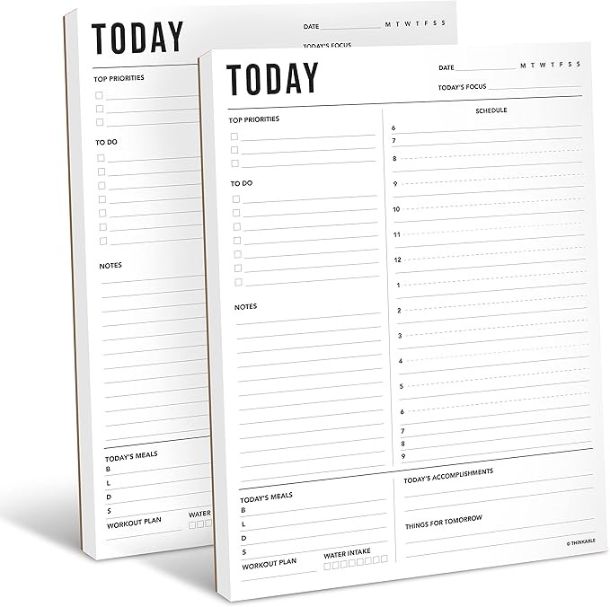 Daily Planner Notepad 2pk, 50 Sheets Tear Off, 8.5" x 11" To Do List Notebook with Hourly Schedul... | Amazon (US)