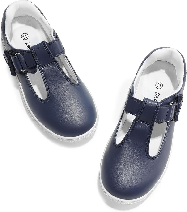 DREAM PAIRS Girls Mary Jane School Uniform Shoes T-Strap Flat Sneakers for Toddler/Little Kid | Amazon (US)