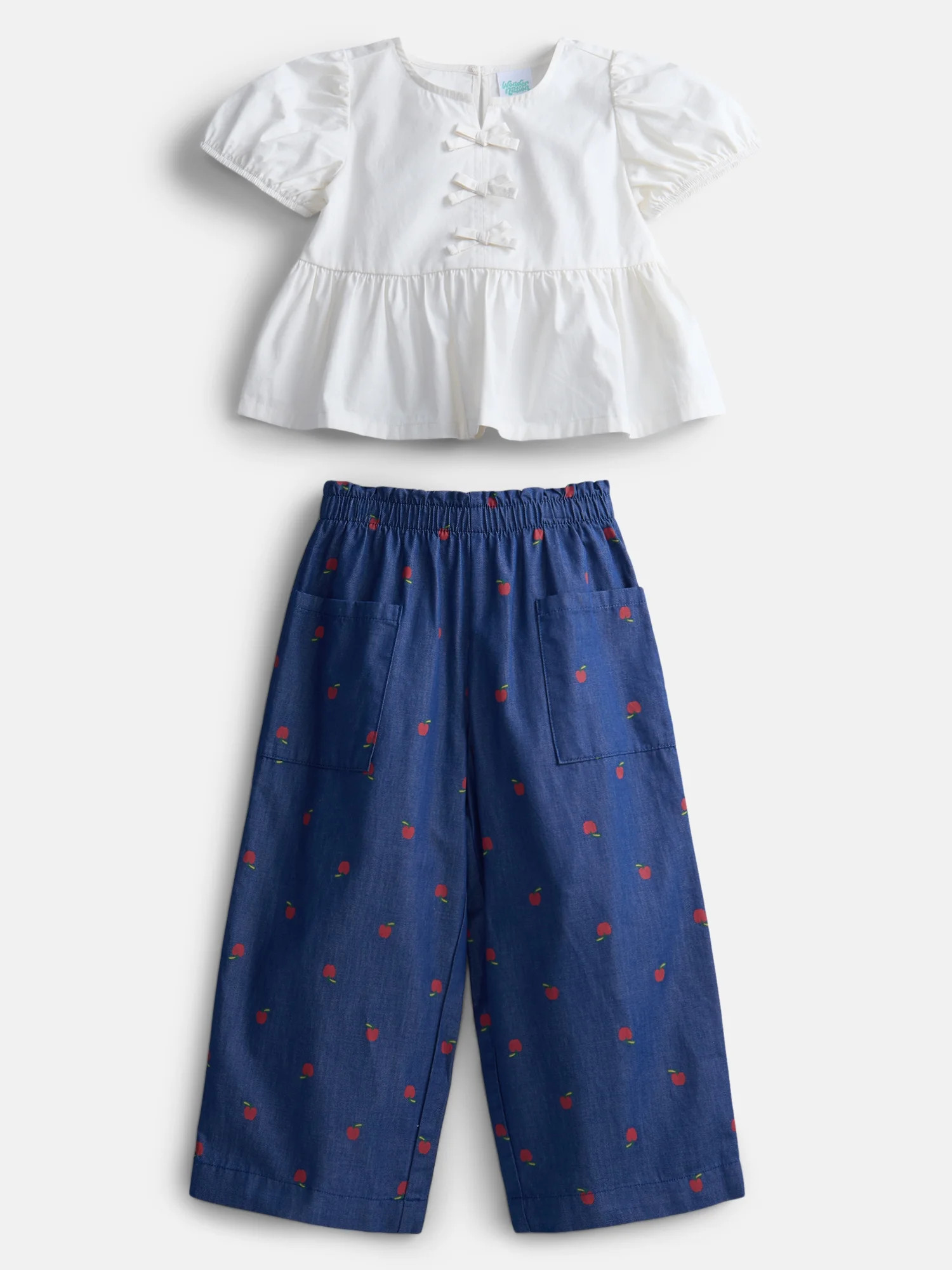 Wonder Nation Toddler Girls Peasant Top and Pants Set, 2-Piece, Sizes 12M-5T | Walmart (US)