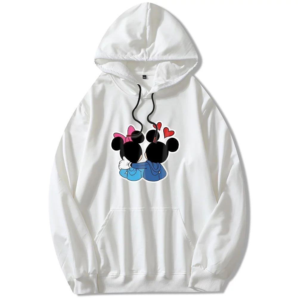 Fashion Fall/Winter Solid Color Mickey and Minnie Print Blouse Couple Hoodies Aesthetic Long-slee... | Walmart (US)