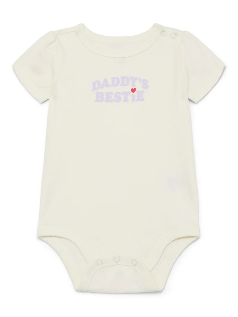 Wonder Nation Baby Girl Short Sleeve Bodysuit, Sizes 0-24 Months | Walmart (US)