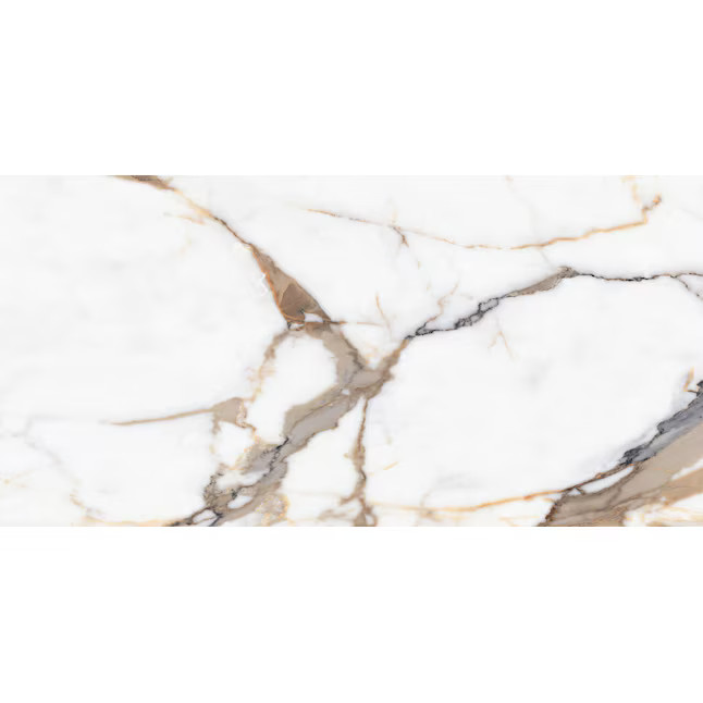 Satori Calacatta Dorado 24-in x 48-in Polished Porcelain Floor and Wall Tile ( 7.75-sq ft Piece ) | Lowe's