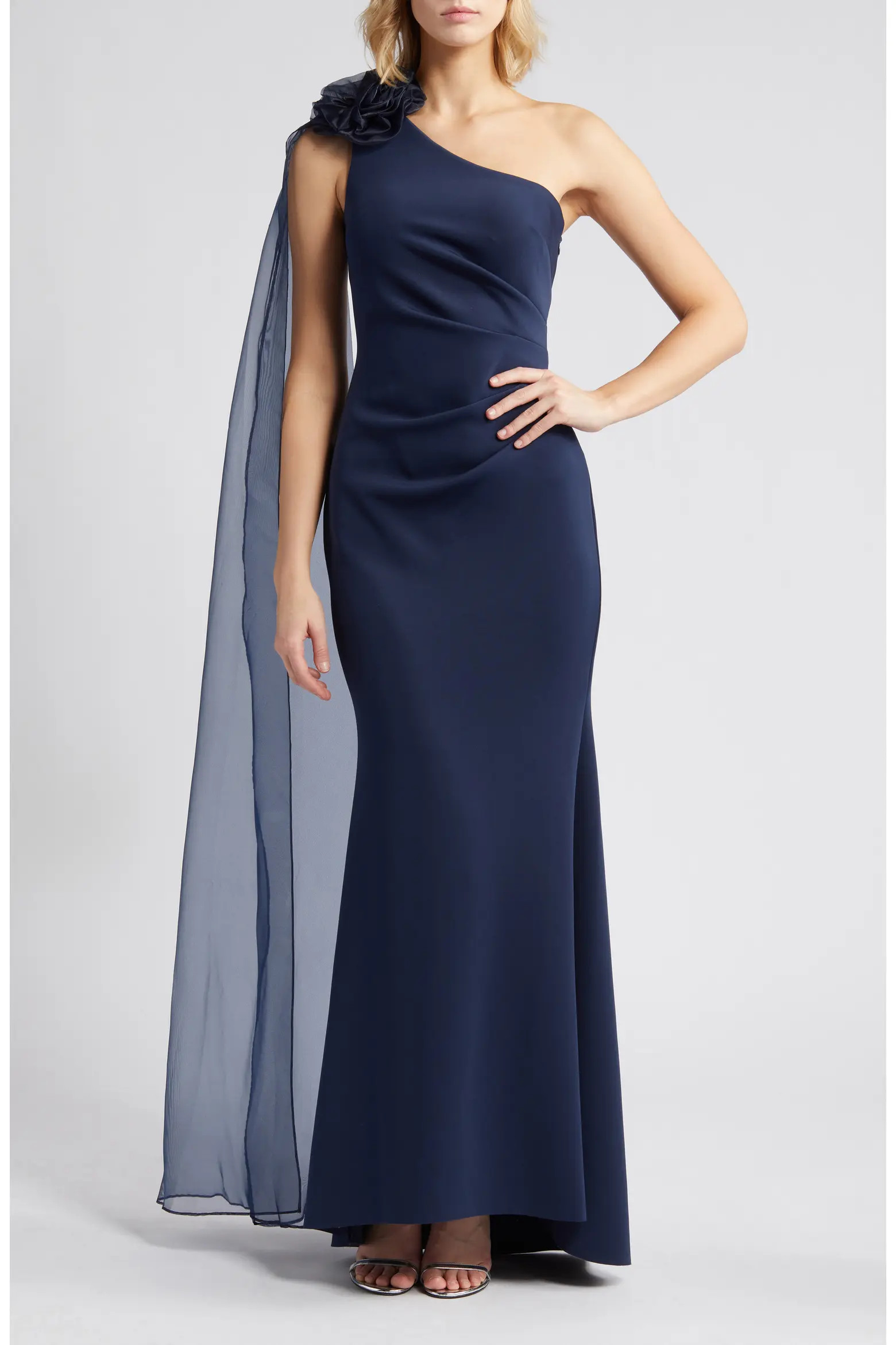 One Shoulder Jersey Gown with Scarf Detail (Women) | Nordstrom | Nordstrom
