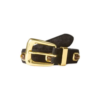Veronica Beard Stone Embellished Suede Belt in Cypress Silver at Nordstrom, Size Medium | Nordstrom