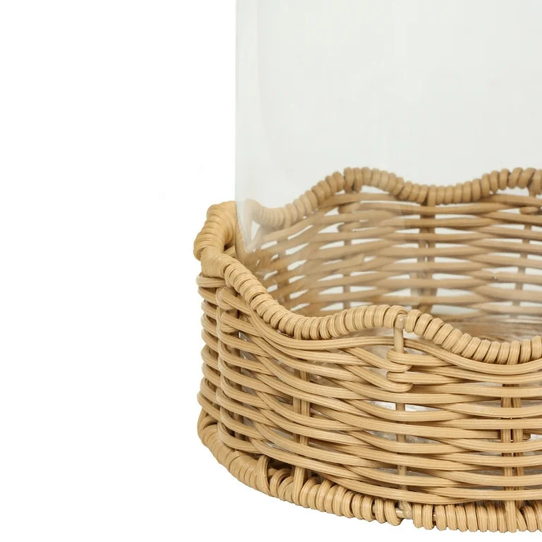 Mainstays by Becky G. & Alejandra 6.7" Scalloped Woven Glass Hurricane Pillar Candle Holder | Walmart (US)