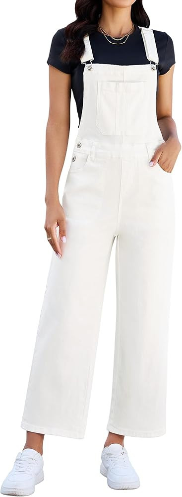 luvamia Wide Leg Overalls for Women Denim Loose Fit Baggy Bib Adjustable Cropped Casual Stretchy ... | Amazon (US)