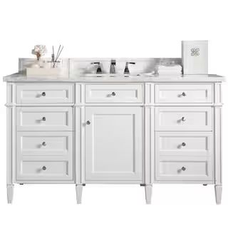 James Martin Vanities Brittany 60 in. W x 23.5 in.D x 34 in. H Single Vanity in Bright White with... | The Home Depot