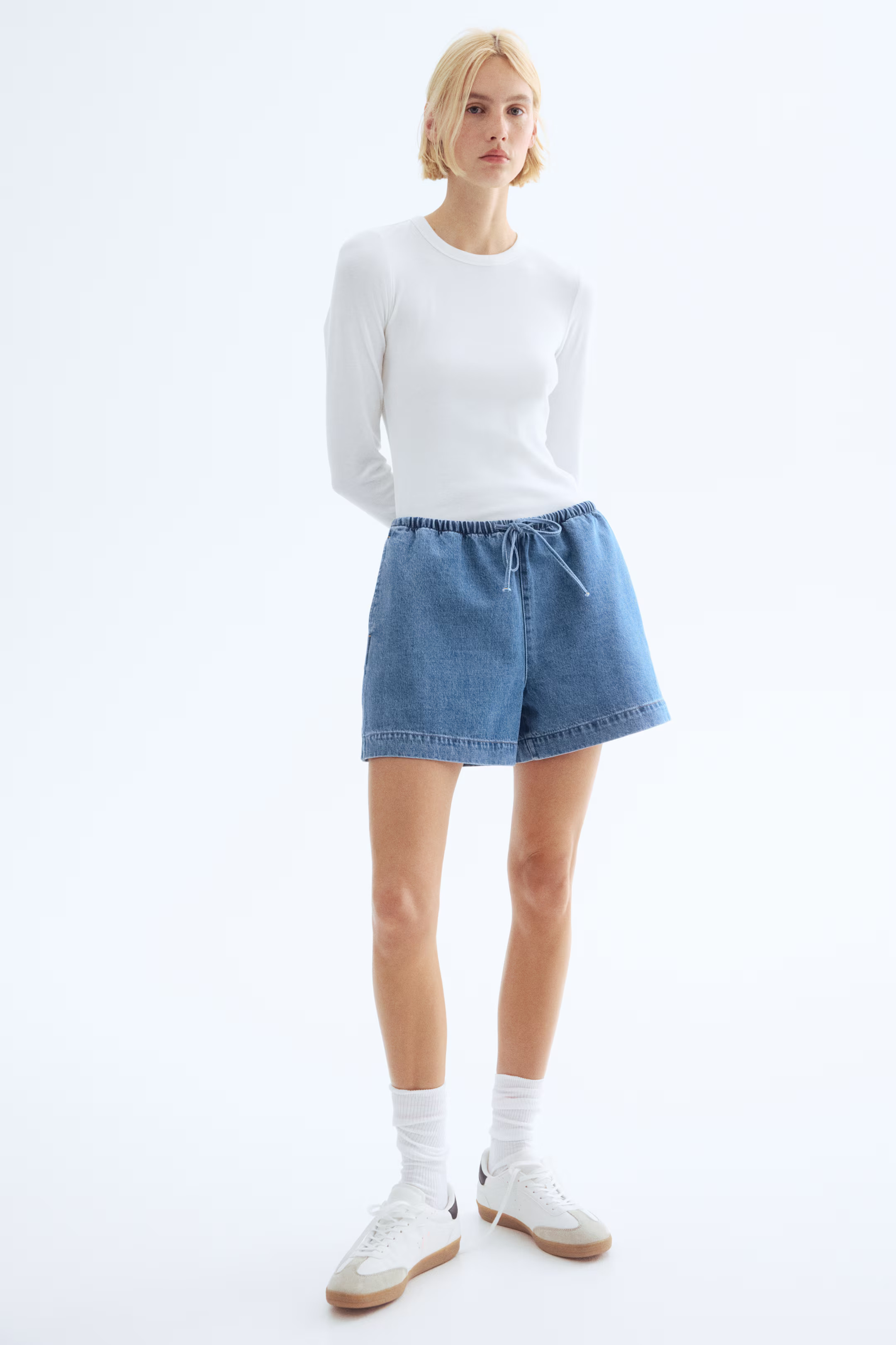 Denim drawstring shorts | H&M (UK, MY, IN, SG, PH, TW, HK)