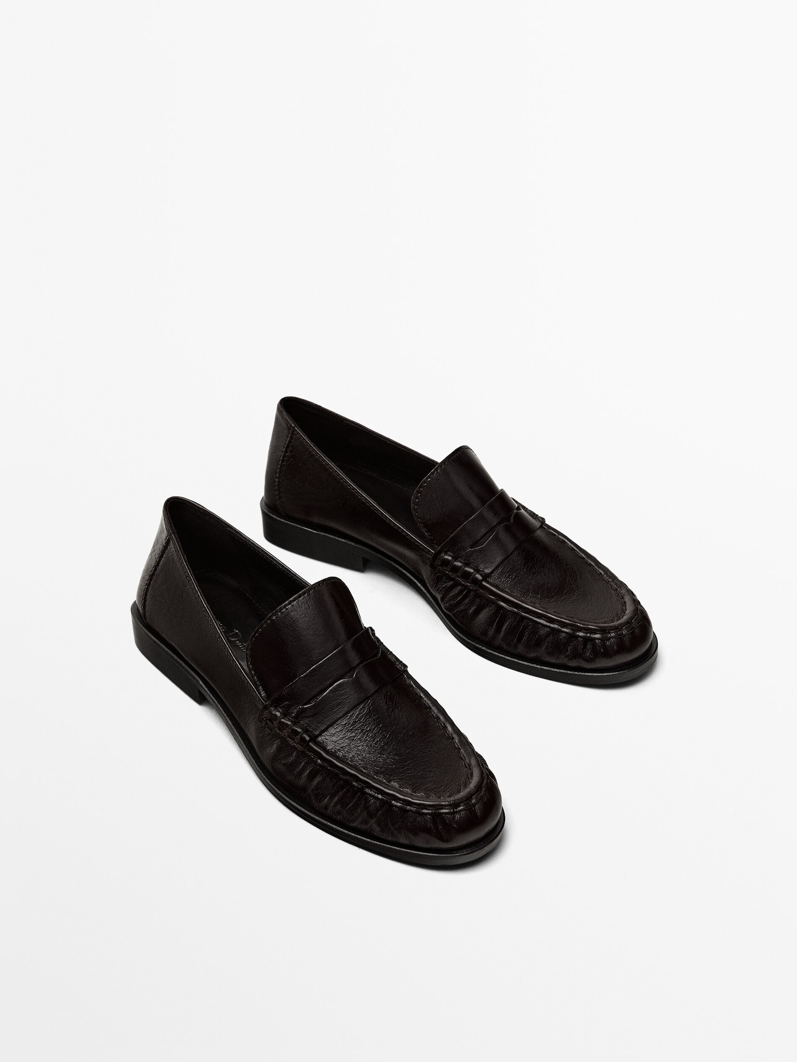 Gathered penny loafers | Massimo Dutti UK