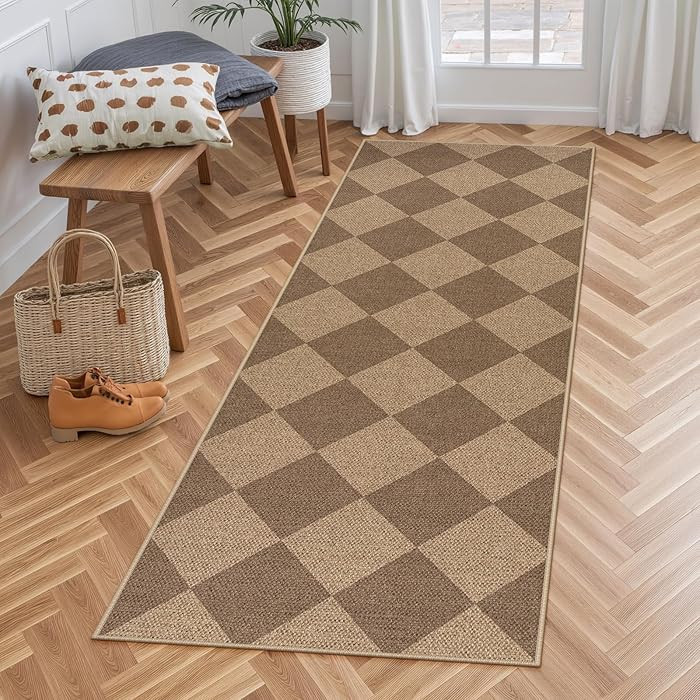 Lahome Colette Checkered Easy Jute Runner Rug, 2x6 Kitchen Mats for Floor Non Slip Washable Entry... | Amazon (US)