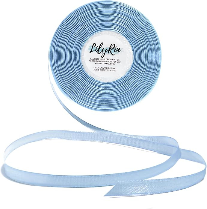 Light Blue Ribbon 1/4 Inches 36 Yards Satin Roll Perfect for Art, Wedding, Wreath, Baby Shower, P... | Amazon (US)