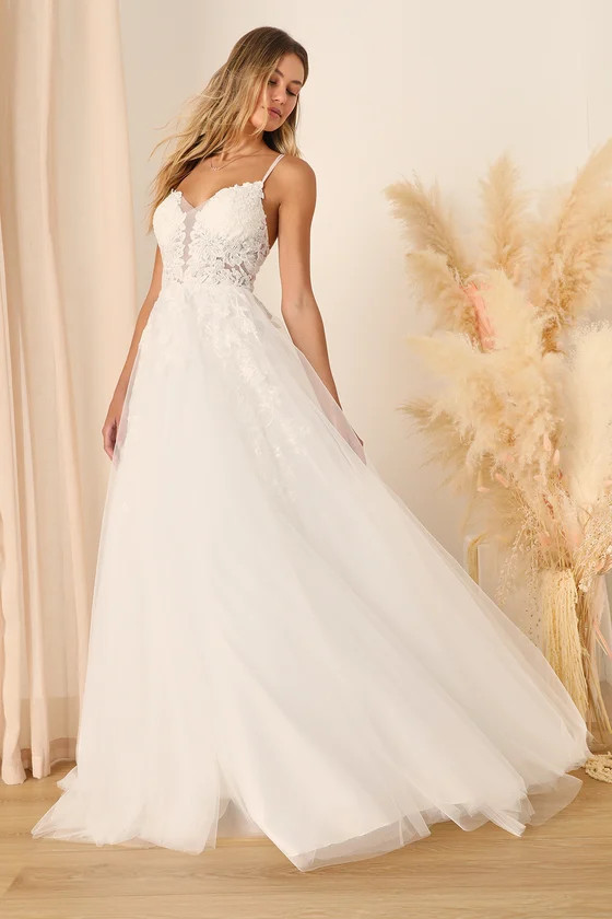 Height of Love White Embroidered Beaded Backless A-Line Gown | Lulus
