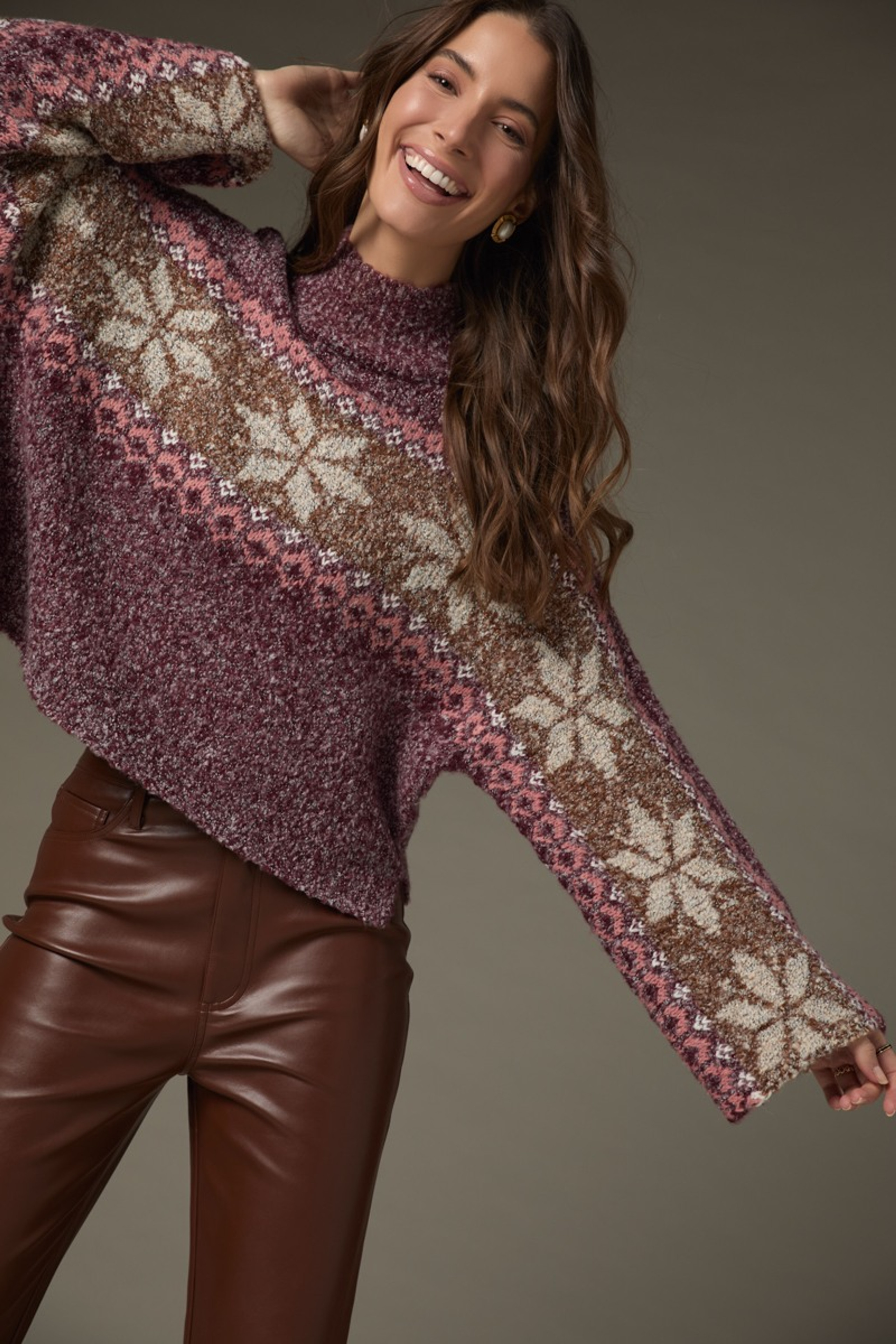 Louise Boucle Snowflake Pullover Sweater | Francesca's