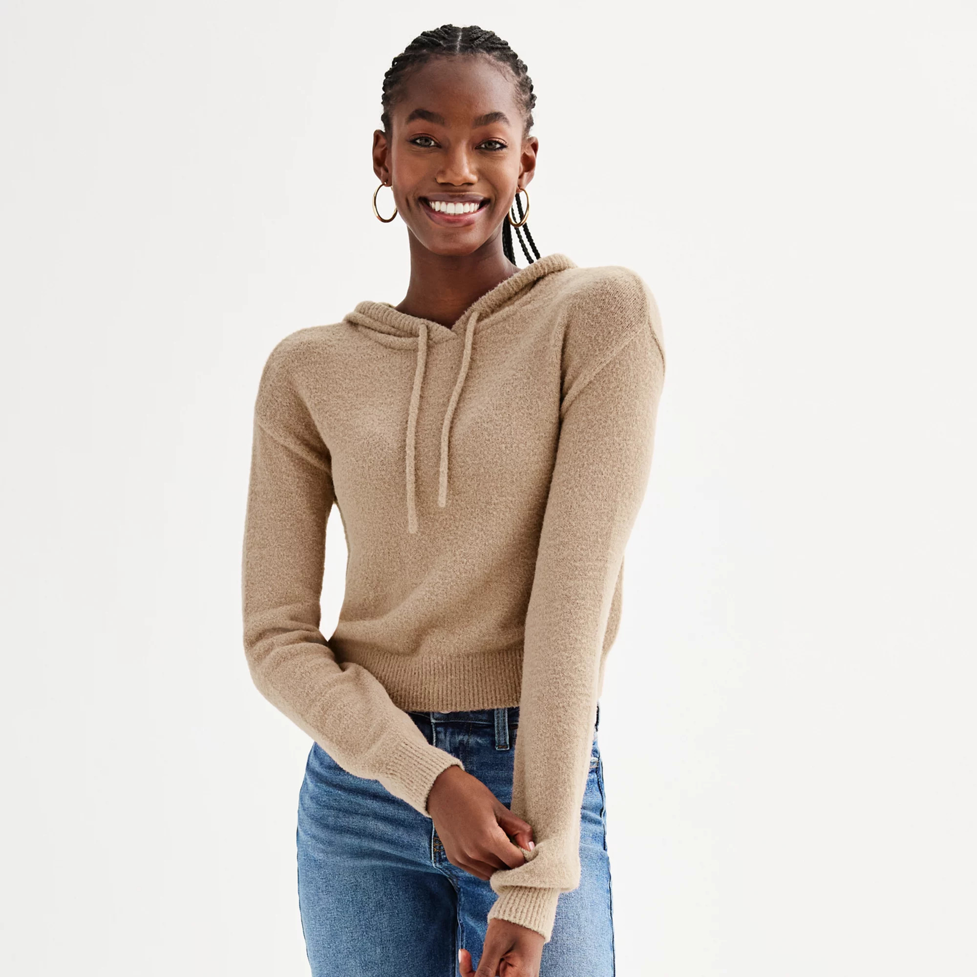 Juniors' SO® Eyelash Plush Yarn Hoodie | Kohl's