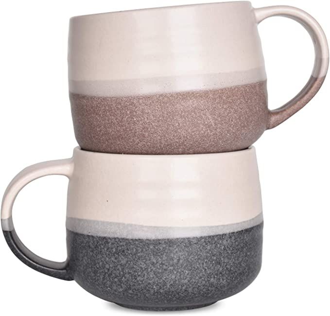 Bosmarlin Ceramic Latte Coffee Mug Set of 2 for Latte, Cappuccino, 18 Oz, Dishwasher and Microwav... | Amazon (US)