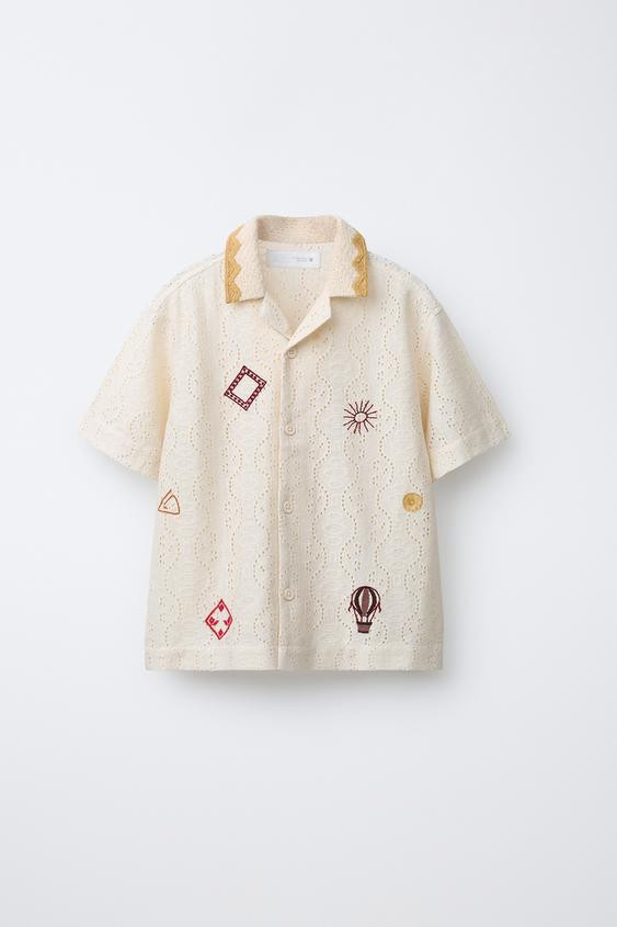 EMBROIDERED CROCHET KNIT SHIRT | Zara US
