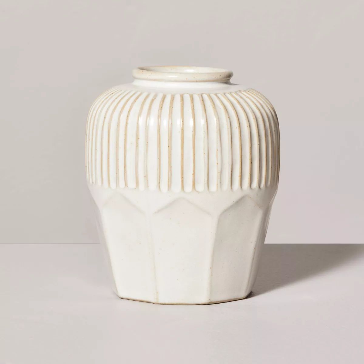 Multi-Faceted Ceramic Bud Vase Cream - Hearth & Hand™ with Magnolia | Target
