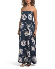 Linen Blend Strapless Sea Print Maxi Dress | TJ Maxx