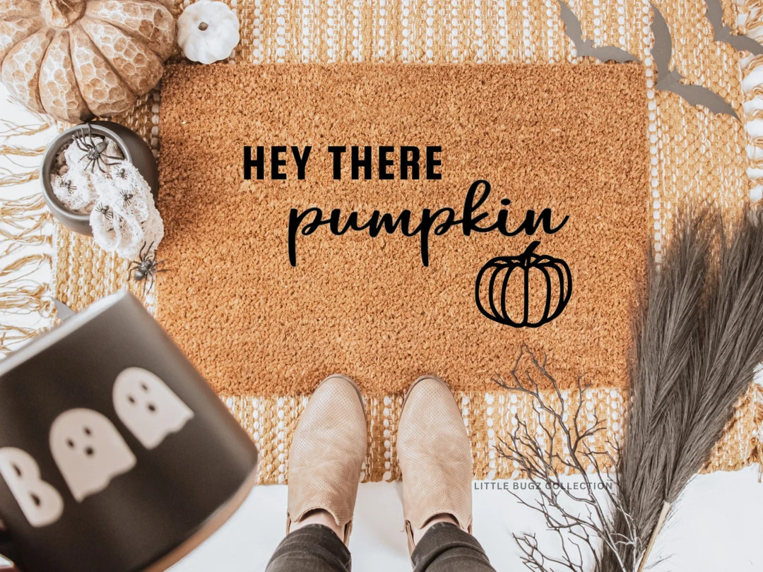 Hey there pumpkin doormat, front porch doormat, fall vibes doormat | Etsy (CAD)