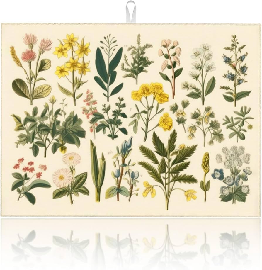 Floral Microfiber Dish Drying Mat XL for Kitchen Counter Absorbent Large Dish Drying Pads Reusabl... | Amazon (US)