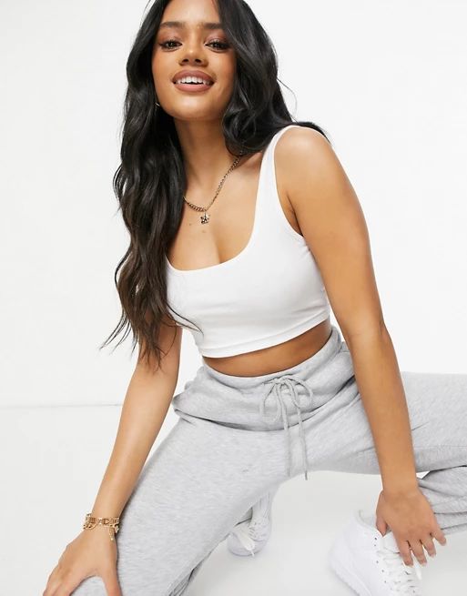 Missguided basics scoop neck crop top in white | ASOS (Global)