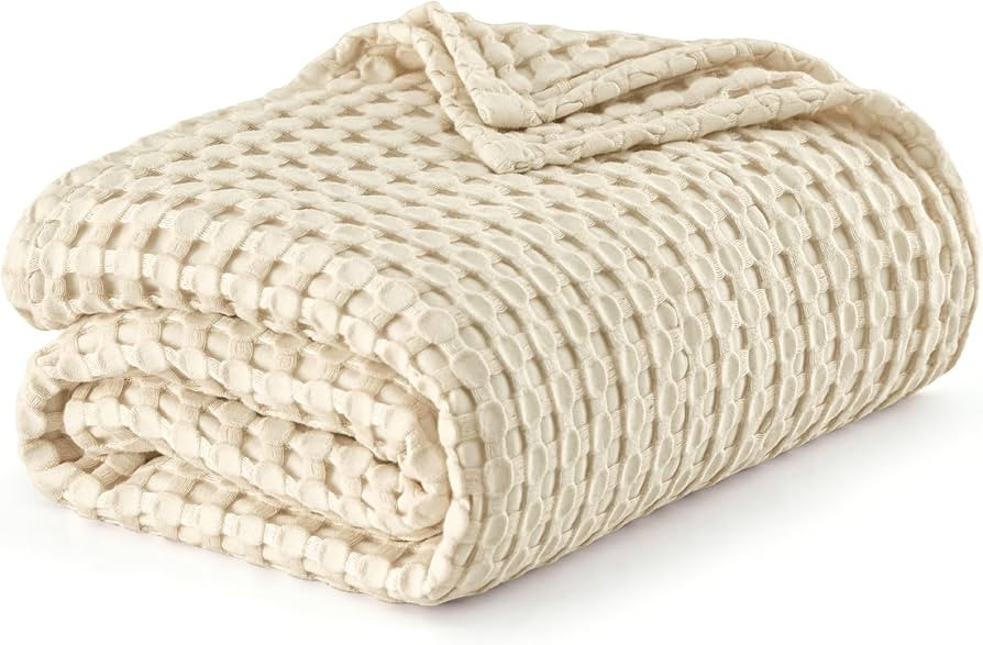 Bedsure Cooling Cotton Waffle King Size Blanket - Lightweight Breathable Blanket of Rayon Derived... | Amazon (US)
