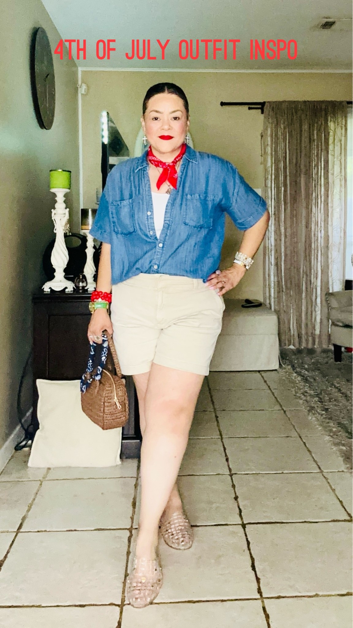 Must Have Vineyard Vine Khaki shorts, cropped denim shirt + bandana for the perfect comfy, chic summer look! If this is your vibe, follow for more! @Target @amazonfindsandfashion @Vineyard Vines

#LTKootd #LTKOver40 #LTKMidsize